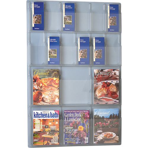 Literature Displays, Wall Mount, 6 Slots, Plastic, 30" W x 45" D x 45" H Cam Industrial