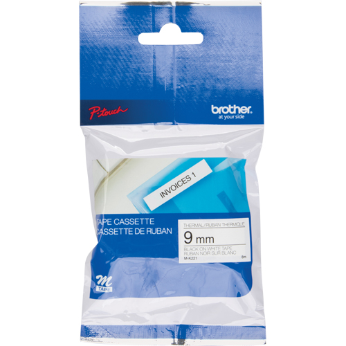 Label Tape, 9 mm x 26-1/4', Black on White Cam Industrial