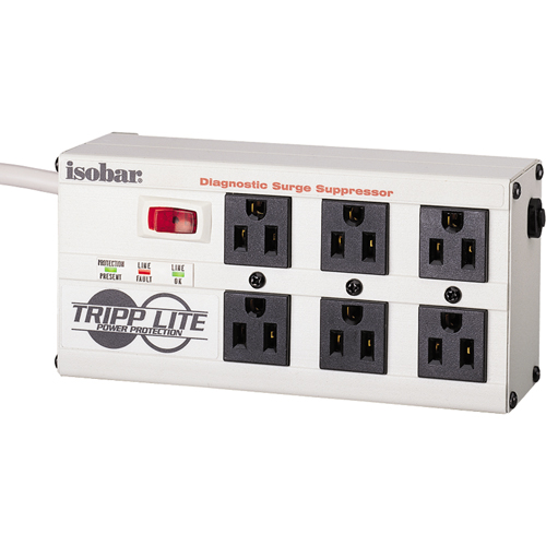 Isobar&reg; Premium Surge Suppressors, 6 Outlets, 2850 J, 1440 W, 6' Cord Cam Industrial