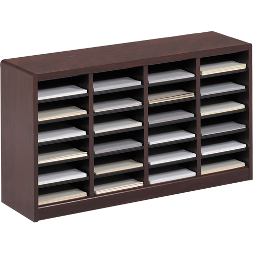 E-Z Stor&reg; Literature Organizer, Stationary, 24 Slots, Wood, 40" W x 11-3/4" D x 23" H Cam Industrial
