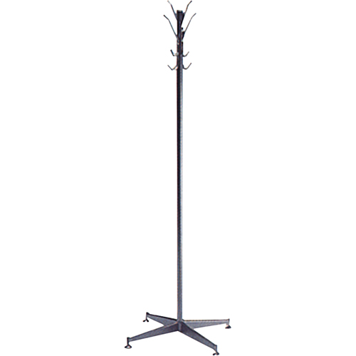 Coat Tree, 60" H, Steel, Black, 8 Hook(s) Cam Industrial