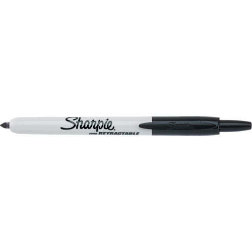 Retractable Permanent Marker, Fine, Black Cam Industrial