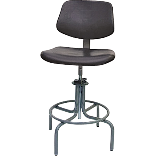600 Series Rectangular Stool with Back , Mobile, Adjustable, 25" - 31", Polyurethane Seat, Black Cam Industrial