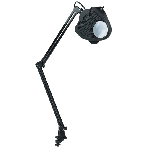 Lampe de travail avec loupe, 60 W, Fluorescent/Incandescente/DEL, Pince, Col 40", Noir Cam Industrial
