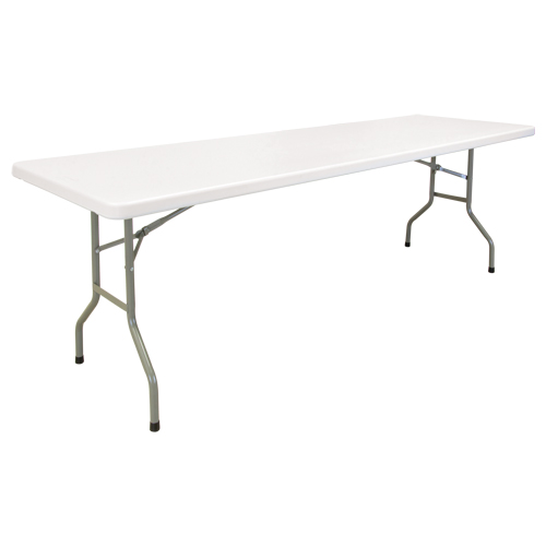 Folding Table, Rectangular, 96" L x 30" W, Polyethylene, White Cam Industrial