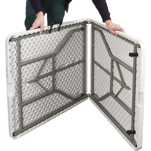 Fold-in-Half Table, Rectangular, 72" L x 30" W, Polyethylene, White Cam Industrial