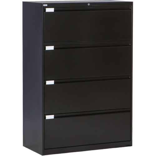 Classeur lat&eacute;ral, Acier, 4 tiroirs, 36" la x 18" p x 53-3/8" h, Noir Cam Industrial