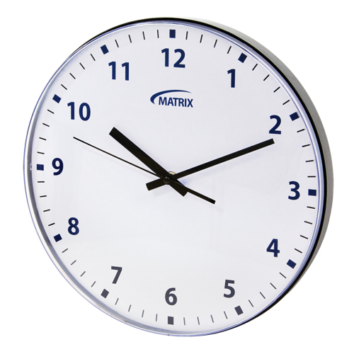 12 H Clock, Analog, Battery Operated, 12-3/4", Black Cam Industrial