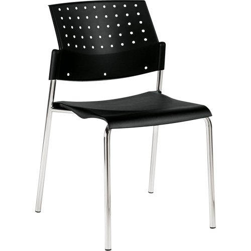 Chaise sans accoudoirs empilables, Plastique, Hauteur 33", Capacit&eacute; 300 lb, Noir Cam Industrial