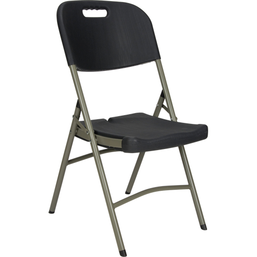 Folding Chair, Polyethylene, Black, 350 lbs. Weight Capacity Cam Industrial