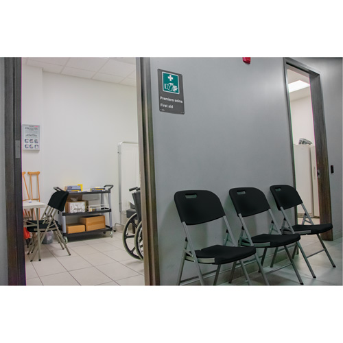 Folding Chair, Polyethylene, Black, 350 lbs. Weight Capacity Cam Industrial