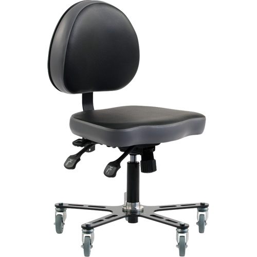 SF180 Multi-Tilt Ergonomic Chair, Mobile, Adjustable, Vinyl Seat, Black/Grey Cam Industrial