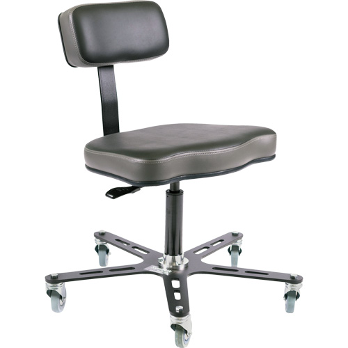 Chaise ergonomique SF160, Mobile, Vinyle Si&egrave;ge, Noir Cam Industrial