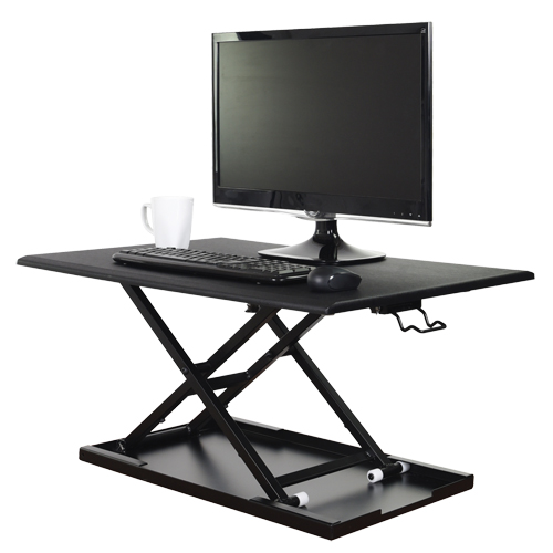 Adjustable Stand-Up Desk, Desktop Unit, 15-3/4" H x 31-1/2" W x 22-1/2" D, Black Cam Industrial