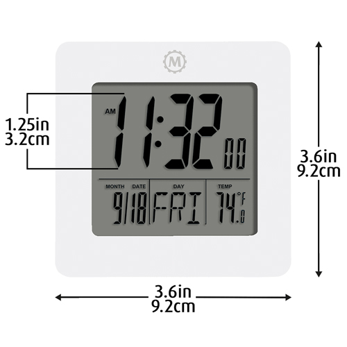 Horloge de bureau, Num&eacute;rique, &agrave; piles, 3,6" la x 1,5" p x 3,6" h, Blanc Cam Industrial