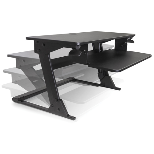 Goya Sit-Stand Workstation, Desktop Unit, 21" H x 35-2/5" W x 24" D, Black Cam Industrial