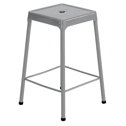 Tabouret en acier pour comptoir Safco, Stationnaire, Fixe, 25", Acier Si&egrave;ge, Gris Cam Industrial