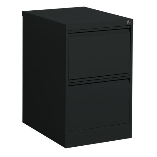 Vertical Filing Cabinet, Steel, 2 Drawers, 18-1/7" W x 25" D x 29" H, Black Cam Industrial