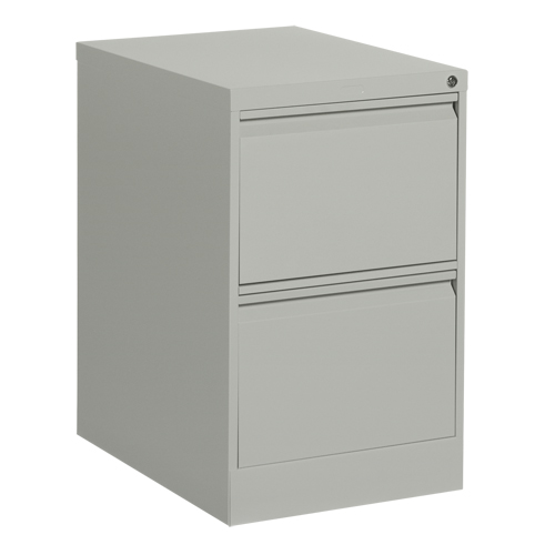 Vertical Filing Cabinet, Steel, 2 Drawers, 18-1/7" W x 25" D x 29" H, Grey Cam Industrial