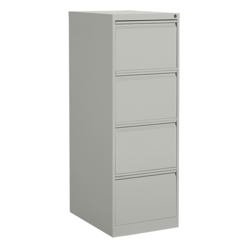 Vertical Filing Cabinet, Steel, 4 Drawers, 18-1/7" W x 25" D x 52" H, Grey Cam Industrial