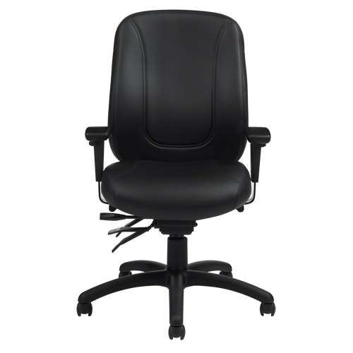 Chaise Overtime &agrave; dos &eacute;lev&eacute;, Cuir, Noir, Capacit&eacute; 300 lb Cam Industrial