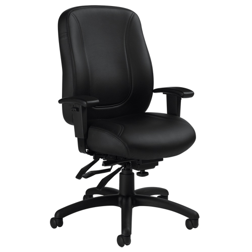 Chaise Overtime &agrave; dos &eacute;lev&eacute;, Cuir, Noir, Capacit&eacute; 300 lb Cam Industrial