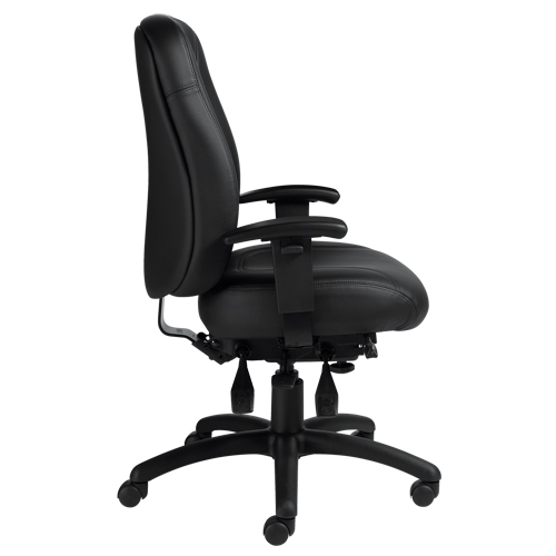 Chaise Overtime &agrave; dos &eacute;lev&eacute;, Cuir, Noir, Capacit&eacute; 300 lb Cam Industrial