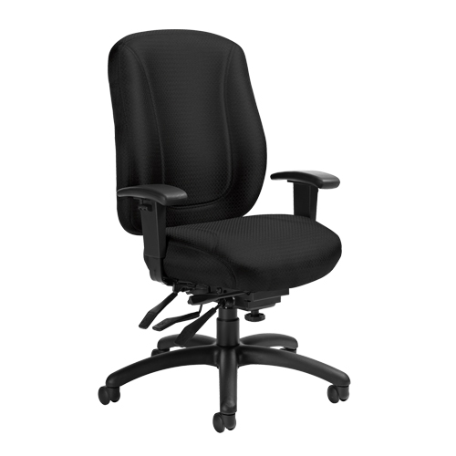Chaise Overtime &agrave; dos &eacute;lev&eacute;, Tissu, Noir, Capacit&eacute; 300 lb Cam Industrial