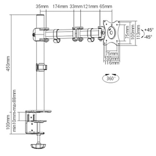 Bras pour moniteur ActivErgo Cam Industrial