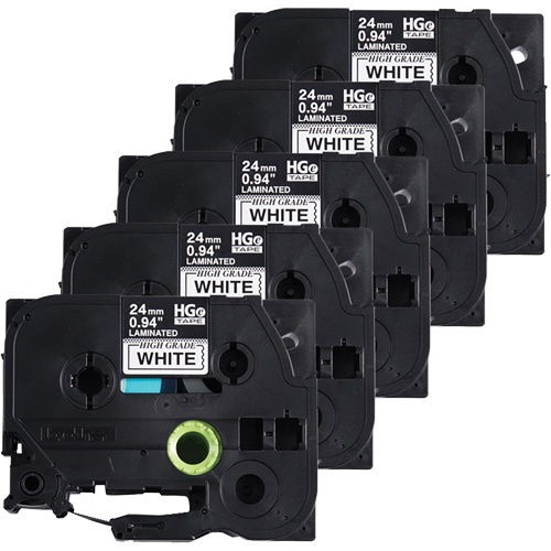 Laminated Tape, 24 mm x 8 m, Black on White Cam Industrial