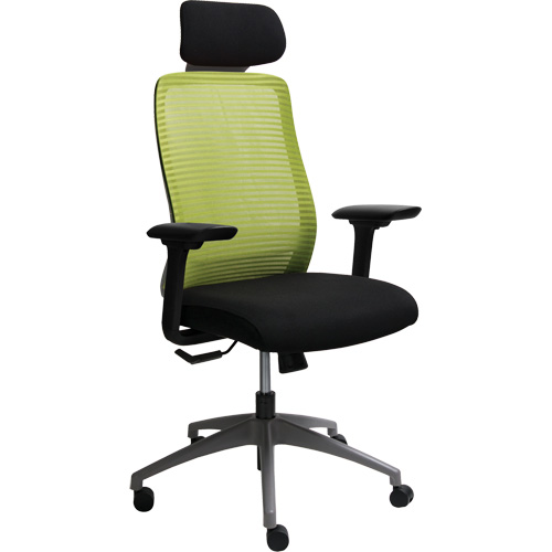 Era Series Adjustable Office Chair with Headrest, Fabric/Mesh, Green, 275 lbs. Capacity Cam Industrial