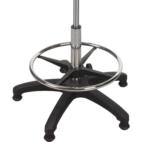Tabouret ergonomique robuste avec accoudoirs r&eacute;glables, Stationnaire, Ajustable, 39" - 48", Polyur&eacute;thane Si&egrave;ge, Noir Cam Industrial
