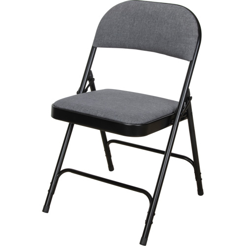 Deluxe Fabric Padded Folding Chair, Steel, Grey, 300 lbs. Weight Capacity Cam Industrial