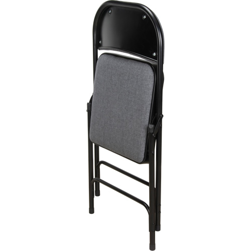 Deluxe Fabric Padded Folding Chair, Steel, Grey, 300 lbs. Weight Capacity Cam Industrial