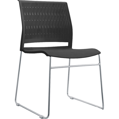 Stacking Chairs, Polypropylene, 32-3/8" High, 250 lbs. Capacity, Black Cam Industrial