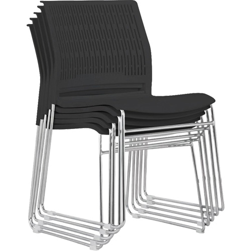Stacking Chairs, Polypropylene, 32-3/8" High, 250 lbs. Capacity, Black Cam Industrial