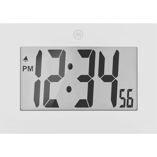 Large Frame Clock, Digital, Battery Operated, 9" W x 1" D x 6.5" H, White Cam Industrial