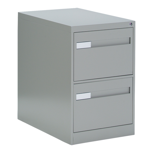 Vertical Filing Cabinet with Recessed Drawer Handles, 2 Drawers, 18.15" W x 26.56" D x 29" H, Grey Cam Industrial