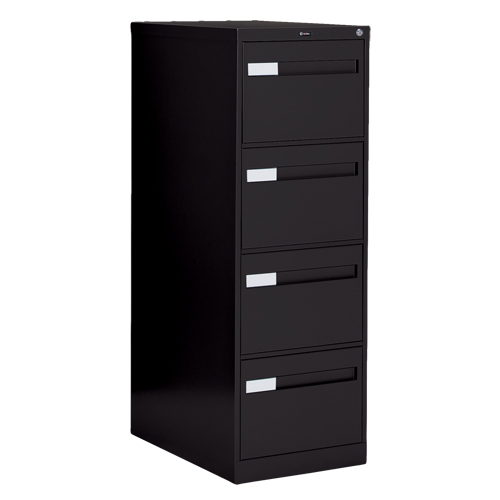 Vertical Filing Cabinet with Recessed Drawer Handles, 4 Drawers, 18.15" W x 26.56" D x 52" H, Black Cam Industrial