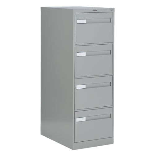Vertical Filing Cabinet with Recessed Drawer Handles, 4 Drawers, 18.15" W x 26.56" D x 52" H, Grey Cam Industrial