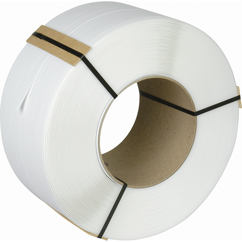 Strapping, Polypropylene, 3/8" W x 12900' L, White, Machine Grade Cam Industrial