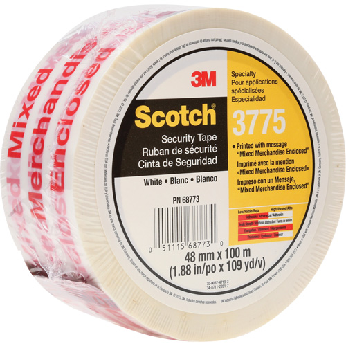Scotch&reg; 3775 Box Sealing Tape with Message, Hot Melt Adhesive, 2 mils, 48 mm (1-22/25") x 100 m (328') Cam Industrial
