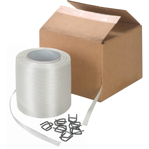 Bonded Cord Strapping, Polyester, 1/2" W x 750' L Cam Industrial