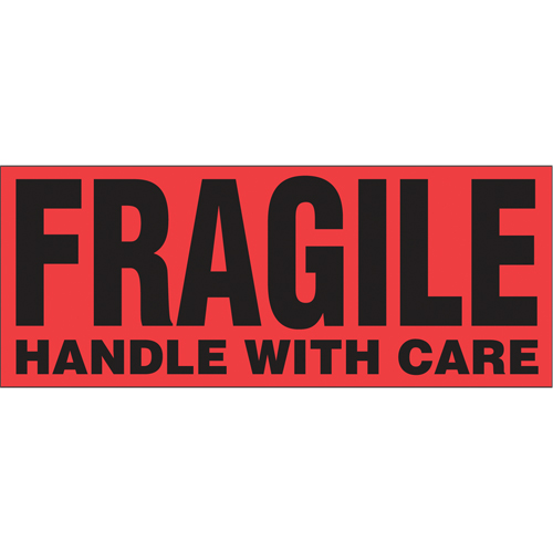 &eacute;tiquettes pour traitement sp&eacute;cial Fragile Handle with Care, 5" lo x 2" la, Noir/rouge Cam Industrial