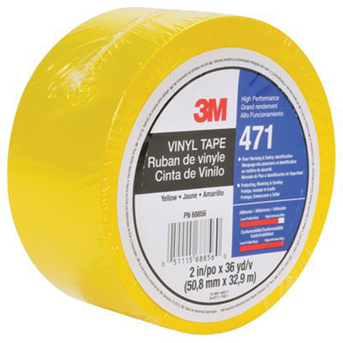 Ruban en vinyle 471, 50,8 mm (2") la x 32,9 m (108') lo, 5,3 mils, Jaune Cam Industrial