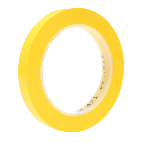 471 Vinyl Tape, 38 mm (1-1/2") W x 32.9 m (108') L, 5.3 mils, Yellow Cam Industrial