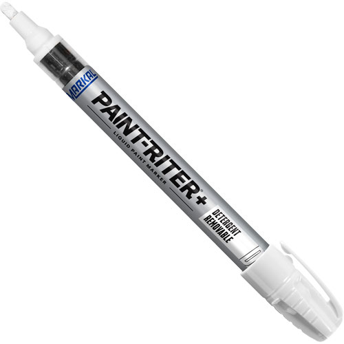 Paint-Riter&reg;+ Detergent Removable Paint Marker, Liquid, White Cam Industrial