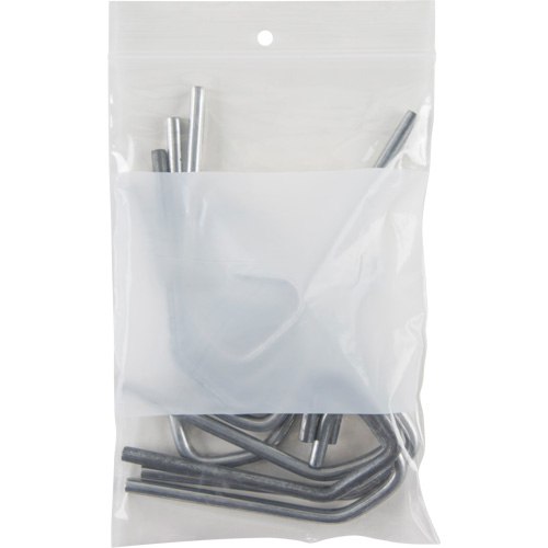 White Block Poly Bags, Reclosable, 6" x 4", 2 mils Cam Industrial