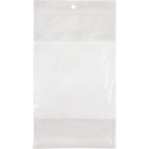 White Block Poly Bags, Reclosable, 8" x 5", 2 mils Cam Industrial