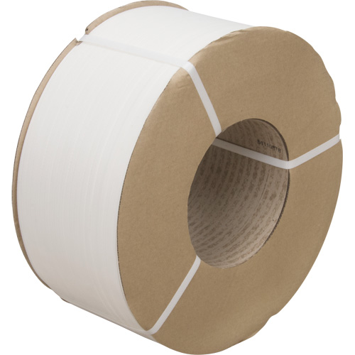 Strapping, Polypropylene, 3/8" W x 12900' L, White, Machine Grade Cam Industrial